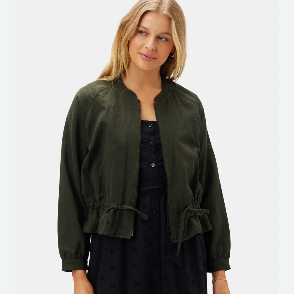 Amour Vert James Bomber Jacket, Olive Green, NWT, Size Large